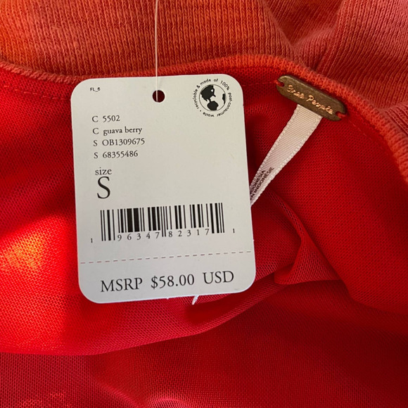 Free People Guava Berry Boulevard Cotton Crop Top NWT Size Small - Picture 7 of 7